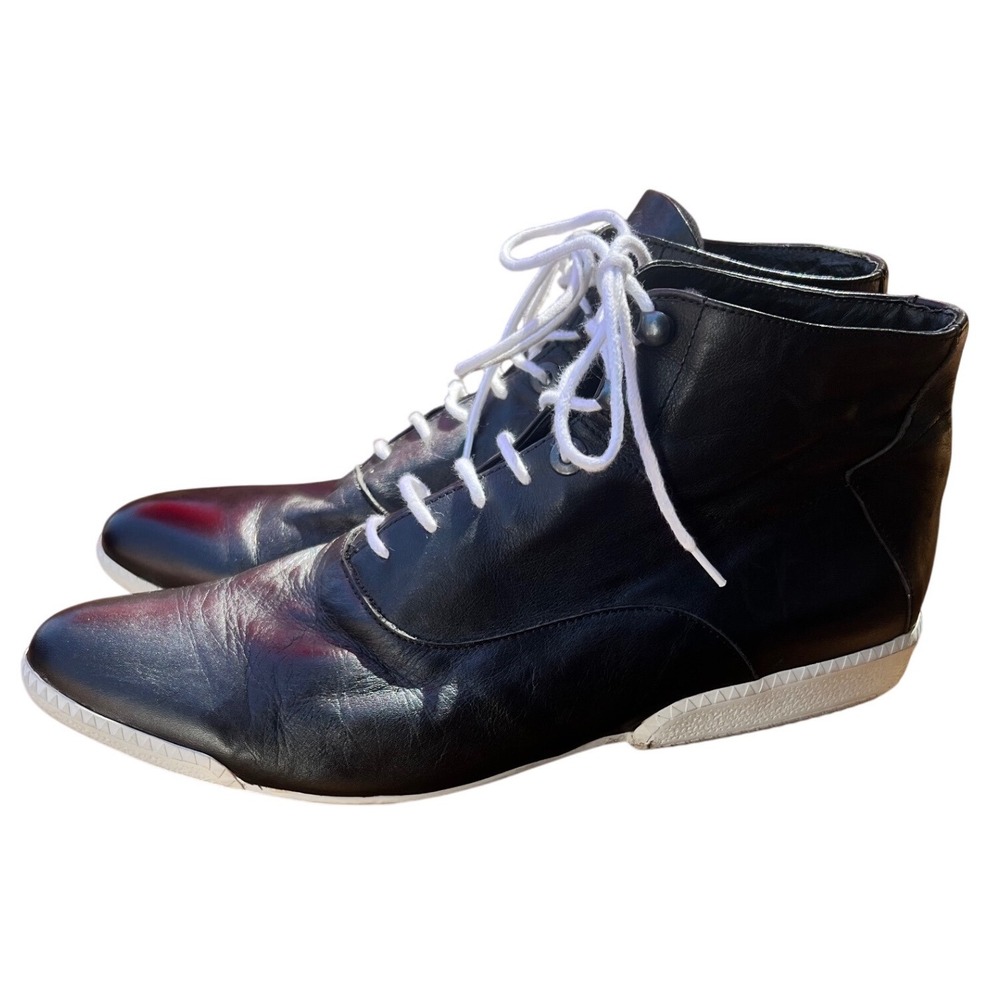 Mens Royal RepubliQ Black Leather Ankle Boots Lace up Sneakers‎ size 42